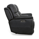 Crew Power Reclining Loveseat With Console, Power Headrests & Lumbar - Raven | Flexsteel