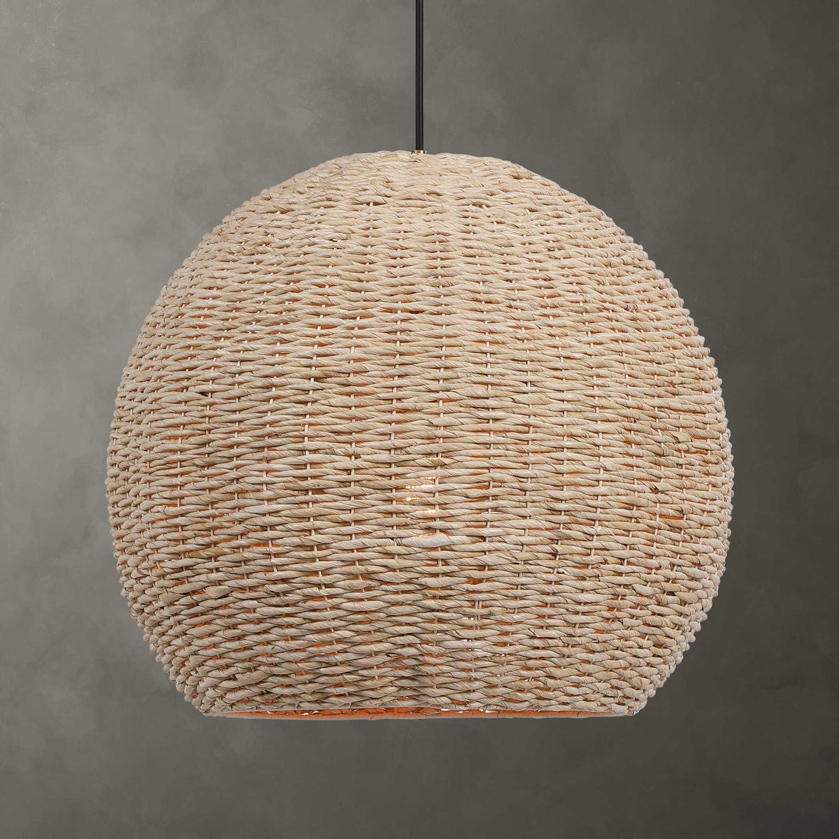 Seagrass 1 Light Dome Pendant - Light Brown by Uttermost - View 2