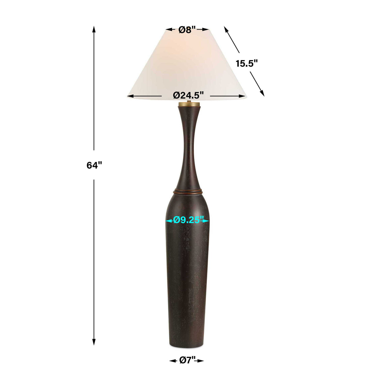 Pravin Floor Lamp Dark Wood - Black by Uttermost - View 7