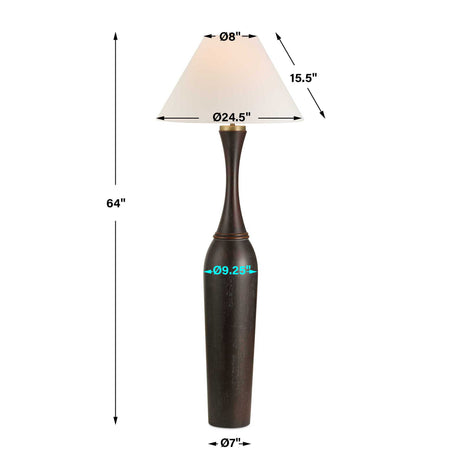 Pravin Floor Lamp Dark Wood - Black by Uttermost - View 7