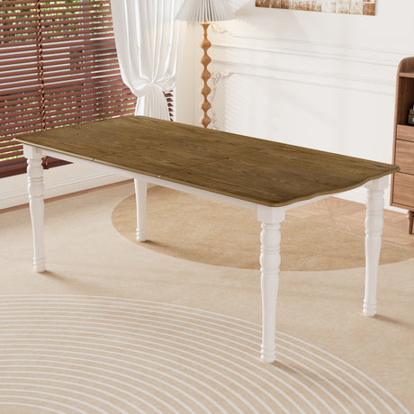 7-Piece Dining Table Set, 60inch to 78inch Extendable Wood Dining Table with Removable Leaf, Kitchen Table Set with 6 Upholstered Side Chair, Dining Table Set for 6 - sold by Home Elegance USA
