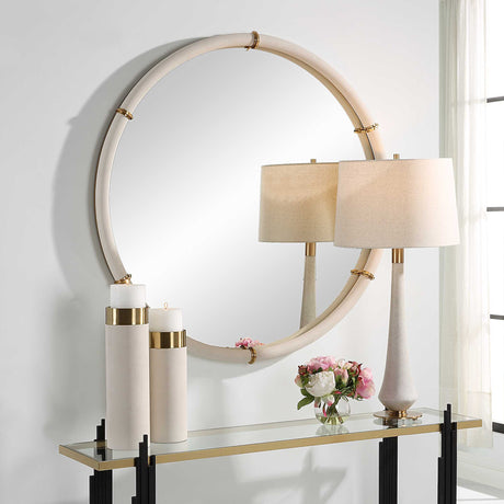 Cyprus Round Mirror - White by Uttermost - View 3