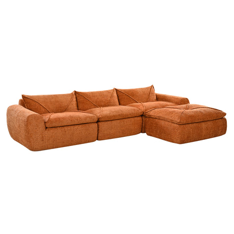 116'' Fully Compressed Sofa with High Density Foam, Integrated Backrest&Seat Cushion, Decorative Edging, Legless Design without Frame, No Assembly Required, Free Combination, Particle Chenille - sold by Home Elegance USA
