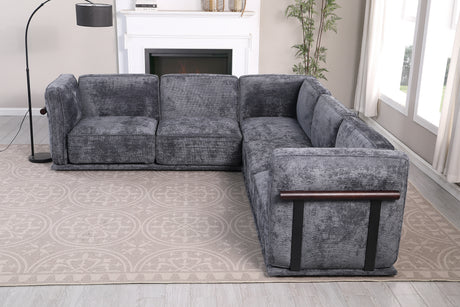 120' length , Fashionable modular sofa with iron and wood frame chenille sofa, Dark Gray ,uitable for living room - sold by Home Elegance USA