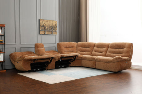 Emmy Orange Chenille Power Motion Sectional Sofa - sold by Home Elegance USA