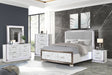 Desire Queen 5-Piece Bedroom Set – LED Upholstered Bed with Footboard Storage, Dresser, Mirror, Nightstand, and Chest in White & Marble Finish with Metallic Accents(NJ INVENTORY) - sold by Home Elegance USA