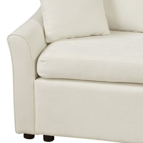 L-shaped Convertible Sofa Bed with USB Ports and Power Sockets, Beige Chenille Fabric, 124.8' Length - sold by Home Elegance USA