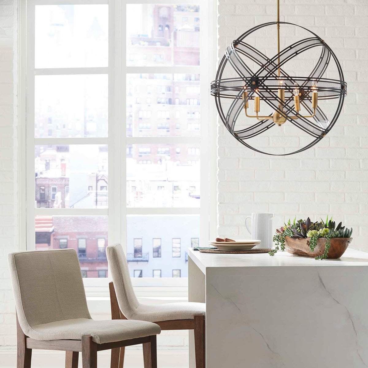 Spherical 5 Light Pendant - Bronze / Black by Uttermost - View 2