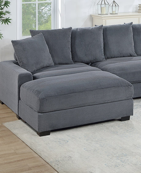 Contemporary Dark Gray 6pc Modular Sectional Set Corduroy Couch LAF & RAF Chairs 2x Armless Chairs 2x Ottomans Living Room Furniture - sold by Home Elegance USA