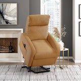 Contemporary Power Lift Chair Recliner 1pc Yellow Plush Corduroy Upholstery Comfort Side Pocket Plywood Living Room Furniture