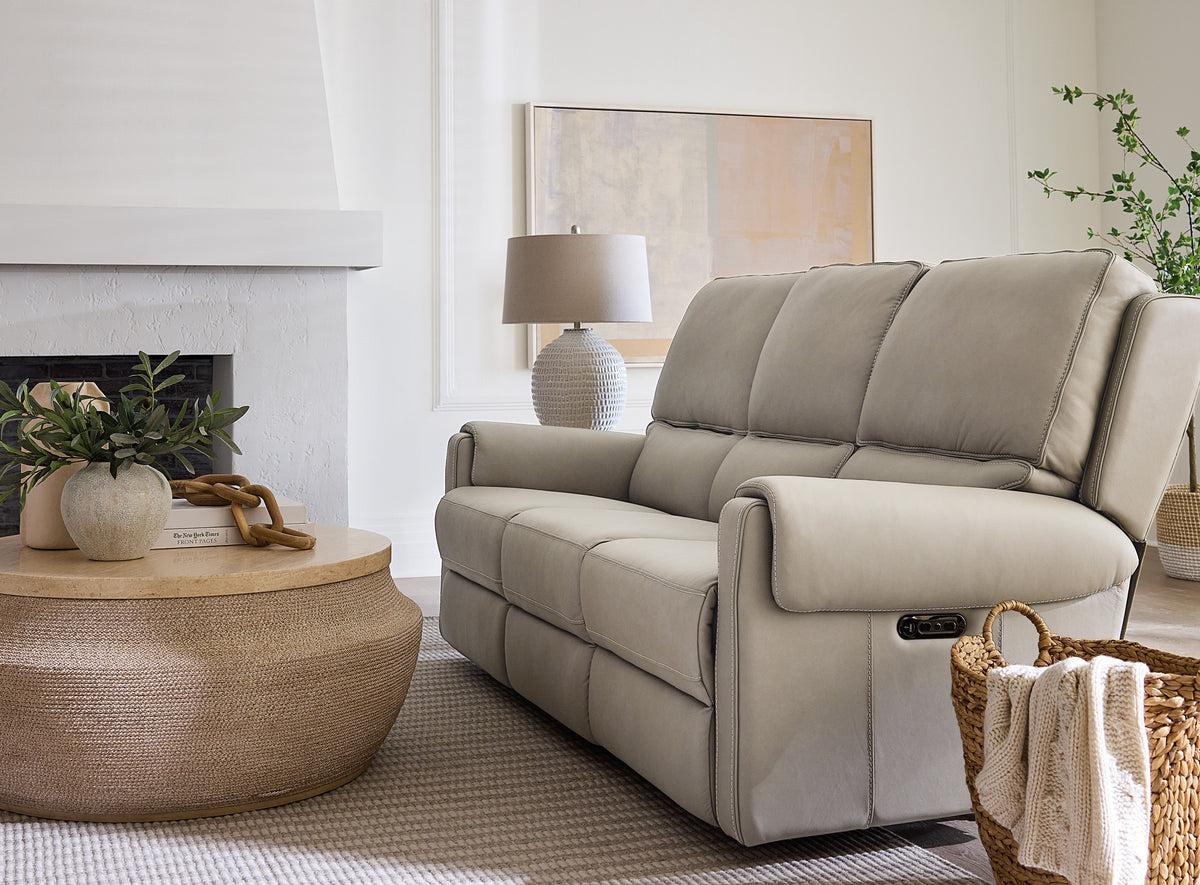 Somers Sofa With Power Recline & Power Headrest - Light Gray by Hooker Furniture - View 3