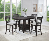 5Pc Counter Height Dining Set Two-tone Finish Light Gray Upholstery Fabric Wooden Dining Room Furniture Charcoal Black