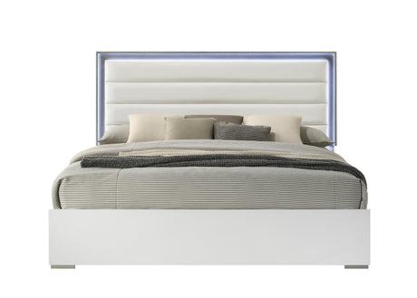 Olivia Contemporary Style 5 Pc Full Bedroom Set with LED Headboard Made with Wood in White (CA Inventory) - sold by Home Elegance USA