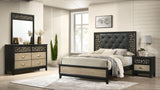 Selena Modern & Contemporary Queen 4PC Bedroom set Made with Wood in Black and Natural