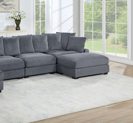 Contemporary Dark Gray 6pc Modular Sectional Set Corduroy Couch LAF & RAF Chairs 2x Armless Chairs 2x Ottomans Living Room Furniture - sold by Home Elegance USA