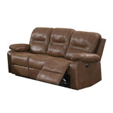 Brown Breathable Leatherette Manual Motion Sofa with Metal Reclining Mechanism and Pine Frame - B01682185 - Home Elegance USA - 1