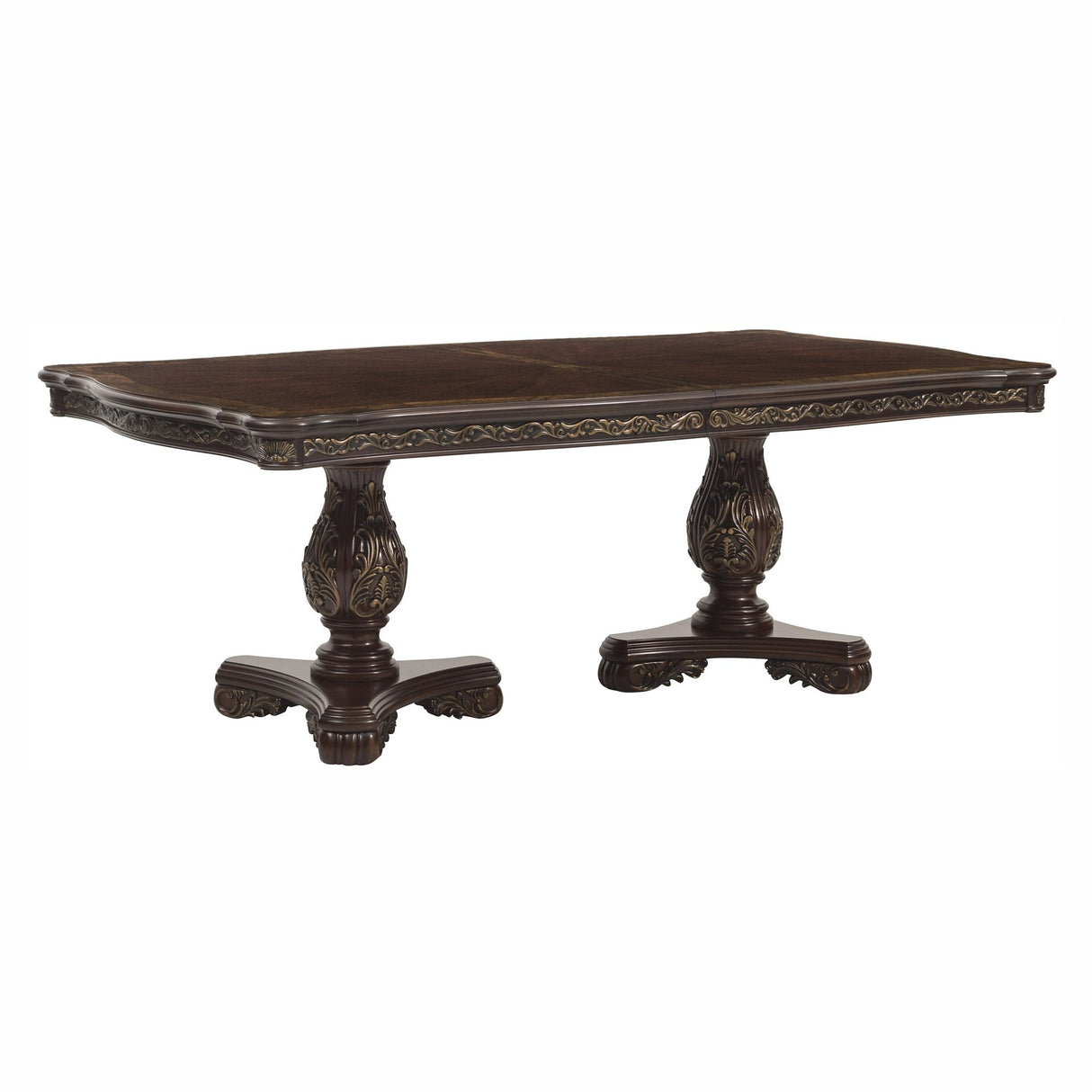 Beautiful Traditional Design 1pc Rectangular Dining Table with 2x Extension Leaf Cherry Finish with Gold Tipping | Home Elegance USA