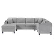 Modern U-shaped Sectional Sofa 115.7' Corner Living Room Couch with Built-in Cup Holders, Storage, USB Ports in Light Grey Chenille Fabric - sold by Home Elegance USA