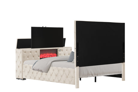 Encore Modern Style Tufted and Upholstered Queen 5PC Bedroom set made with wood in Beige(NJ Inventory) - sold by Home Elegance USA