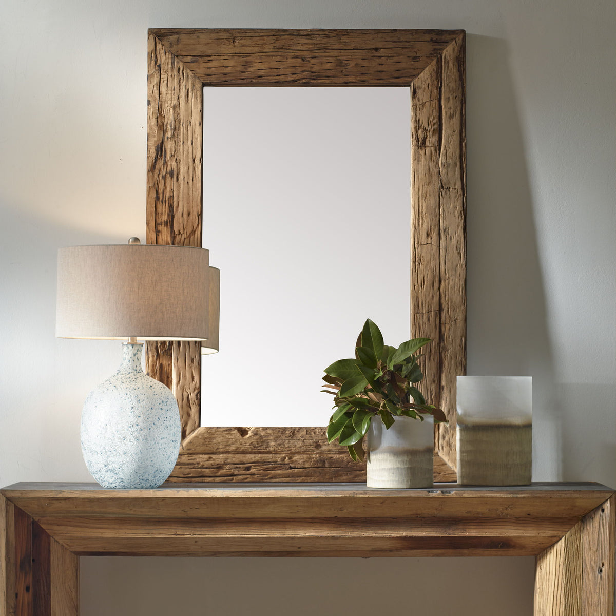 Rennick Large Reclaimed Pine Mirror - Dark Brown by Uttermost - View 2