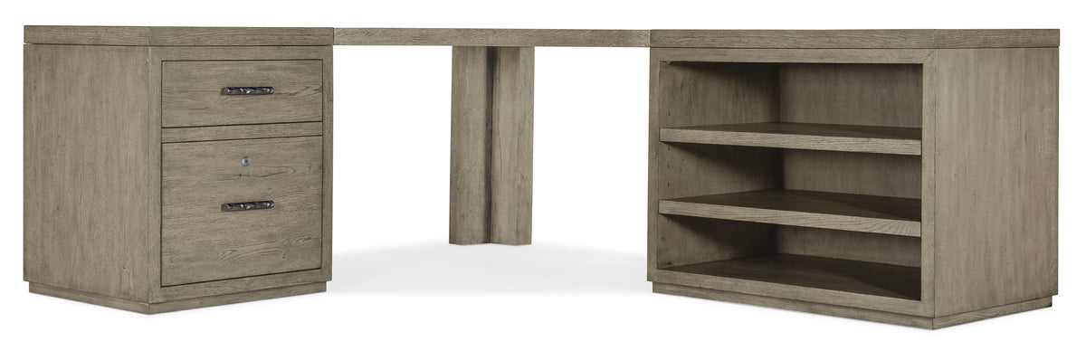 Linville Falls Corner Desk With File And Open Desk Cabinet - Gray by Hooker Furniture - View 3