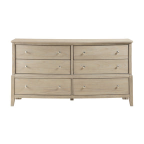 Classic Farmhouse Style Six-Drawer Dresser Beige Finish Wooden Bedroom Furniture 1pc Strong Durable