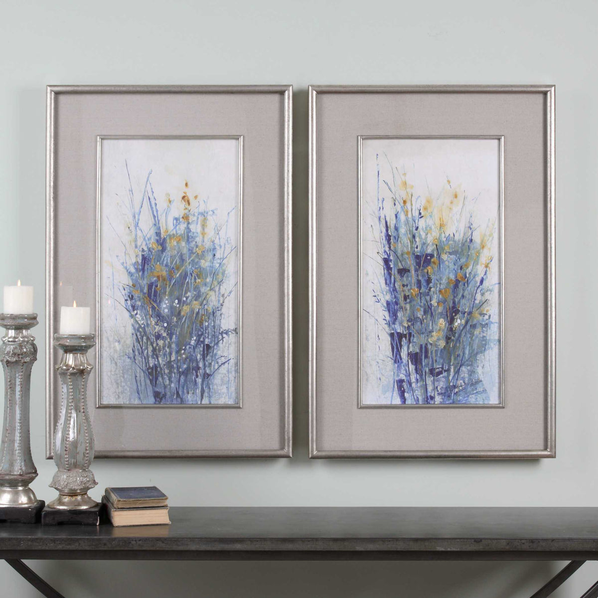 Indigo Florals Framed Art (Set of 2) - Blue by Uttermost - View 2