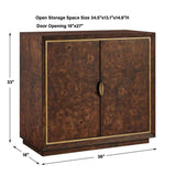 Flores Burl Wood 2 Door Cabinet Brass,Woodtone - Dark Brown by Uttermost - View 3