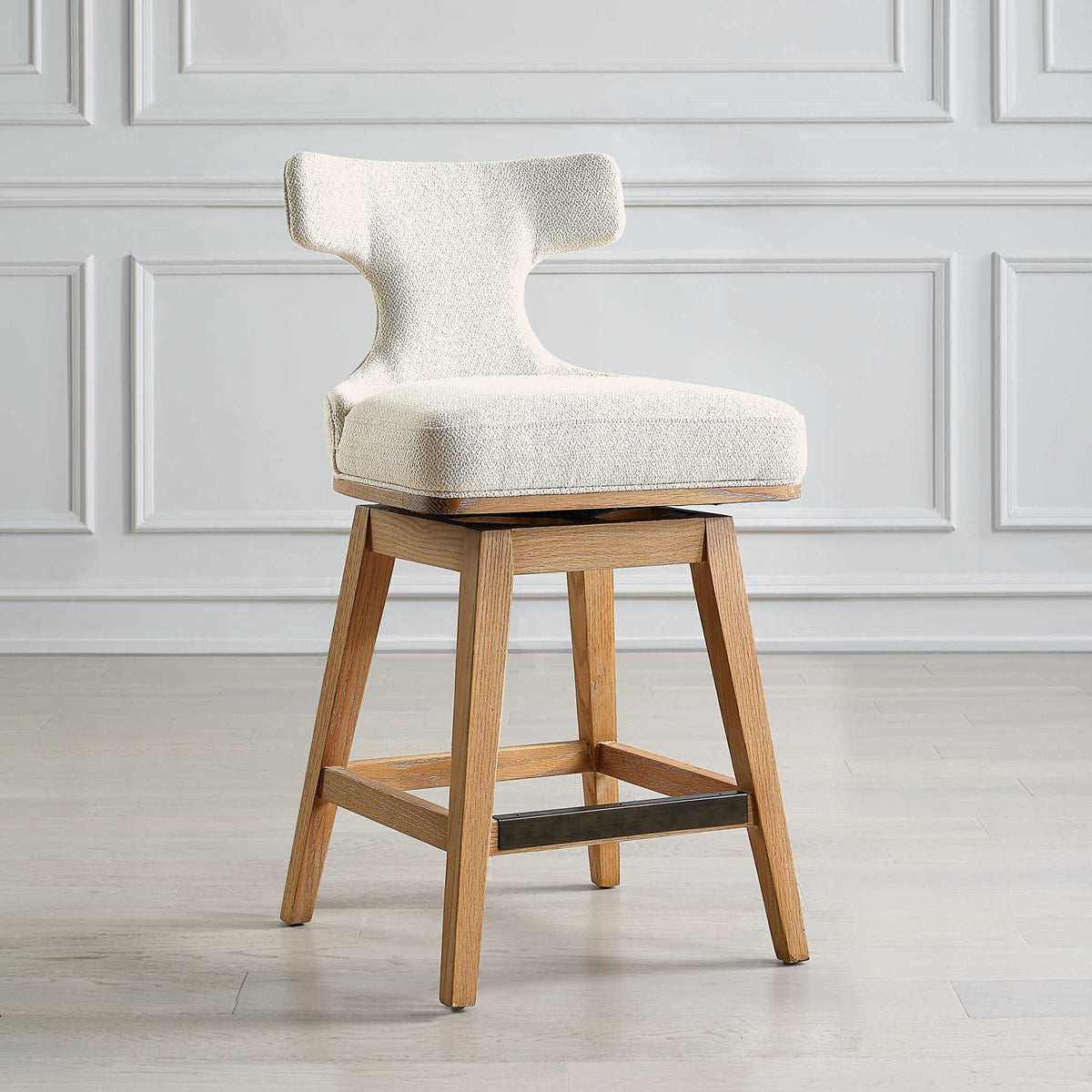 Klismos Fabric Counter Stool - White by Uttermost - View 3