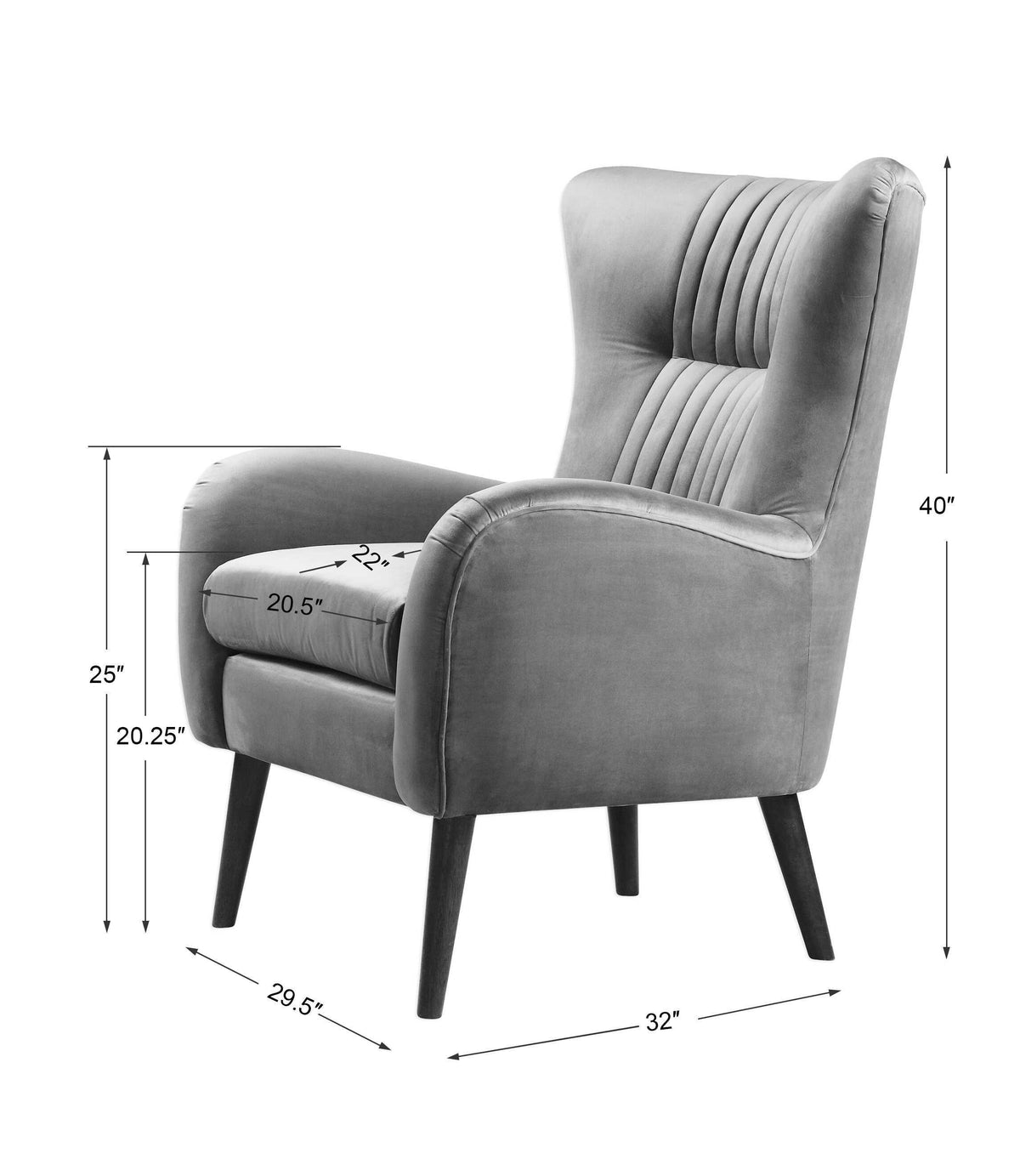 Dax Mid-Century Accent Chair - Blue / Light Brown by Uttermost - View 8