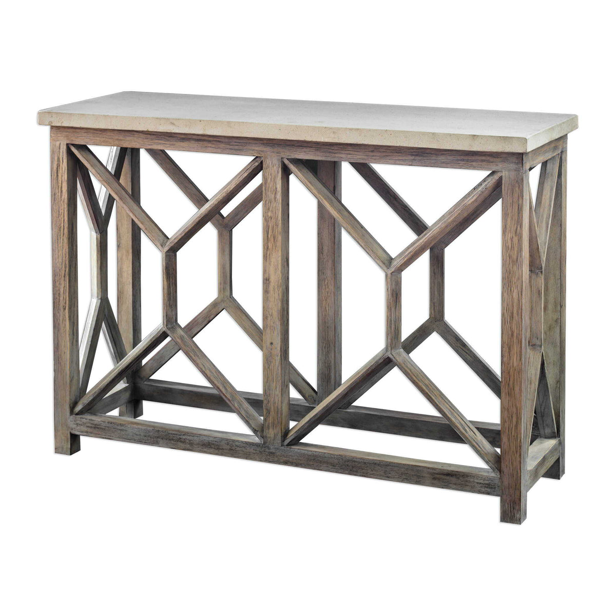 Catali Stone Console Table Ivory - Light Brown by Uttermost - View 9