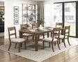Contemporary 7pc Dining Set Extendable Table Chairs Set Light Brown Finish Durable Classic Dining Furniture