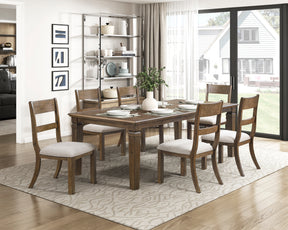Contemporary 7pc Dining Set Extendable Table Chairs Set Light Brown Finish Durable Classic Dining Furniture