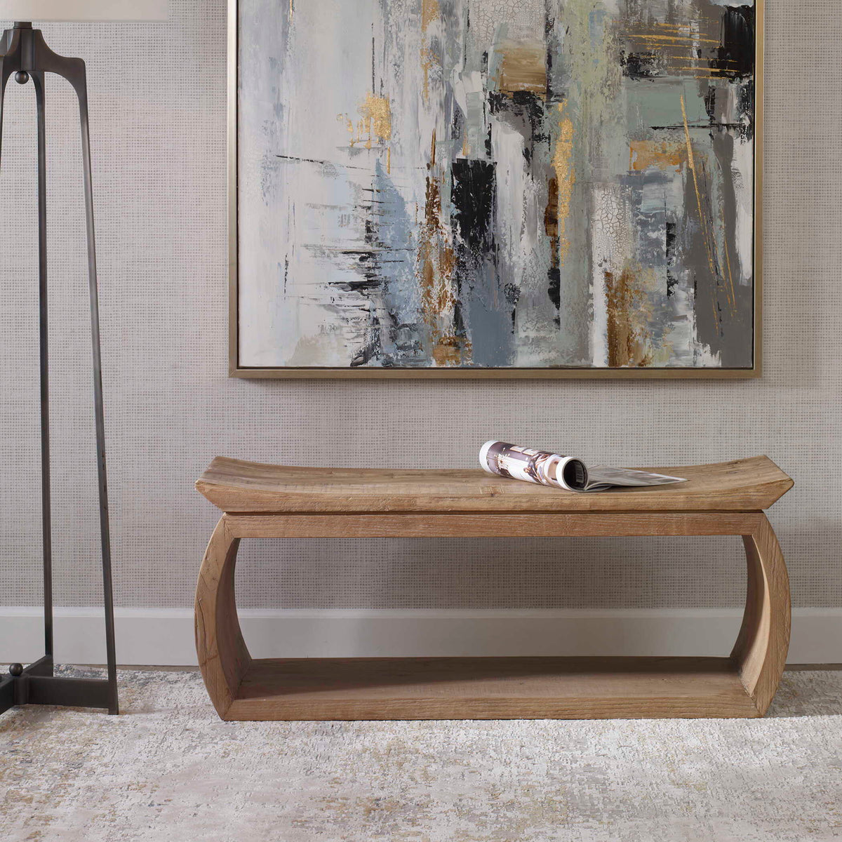 Connor Reclaimed Wood Bench - Light Brown by Uttermost - View 2