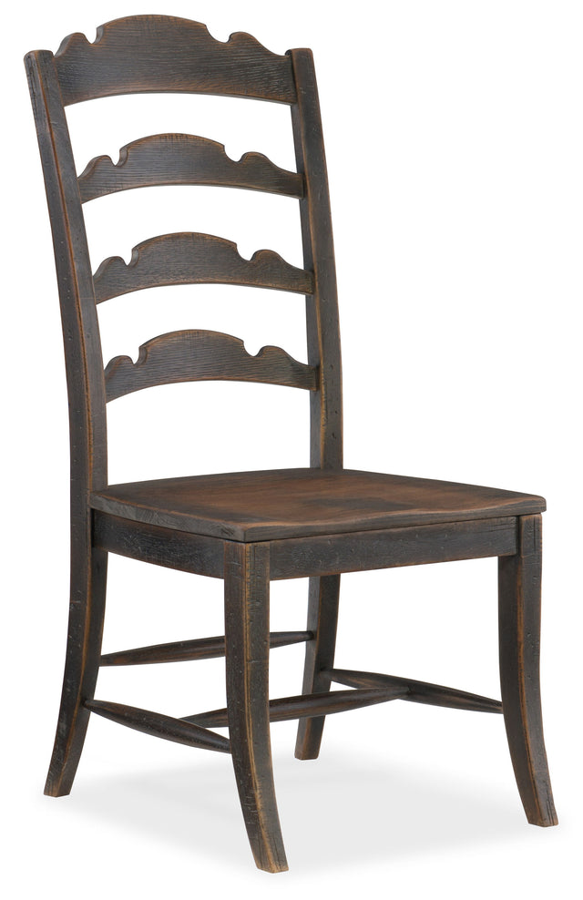 Hill Country Twin Sisters Ladderback Side Chair - Black / Dark Brown by Hooker Furniture - View 1