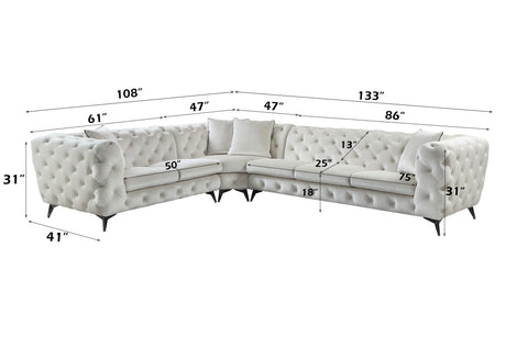 Atronia Beige Fabric Sectional Sofa W/4 Pillows - sold by Home Elegance USA
