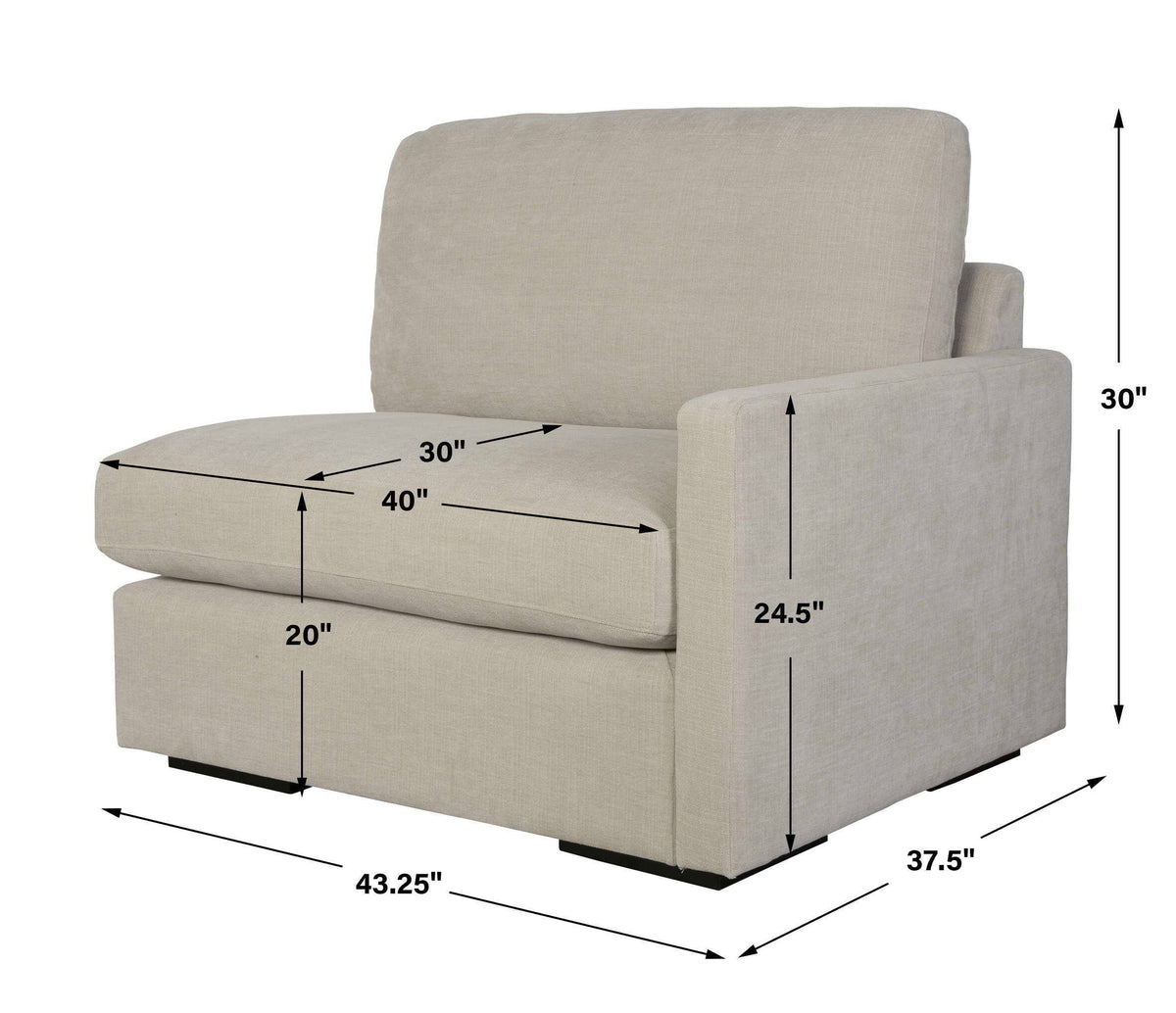 Refuge Sand Right Arm Facing Sofa - Beige by Uttermost - View 8