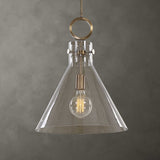Imbuto Funnel Glass 1 Light Pendant White & Gold - White / Yellow by Uttermost - View 1