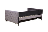 Daybed with Trundle, Upgraded Velvet Upholstered Twin Size Day Bed Button - Tufted Sofa Daybed Frame with A Trundle, No Box Spring Needed, Furniture for Bedroom Living Room Guest Room (8197 - Grey, Full) - W1756S00005 - Home Elegance USA - 7