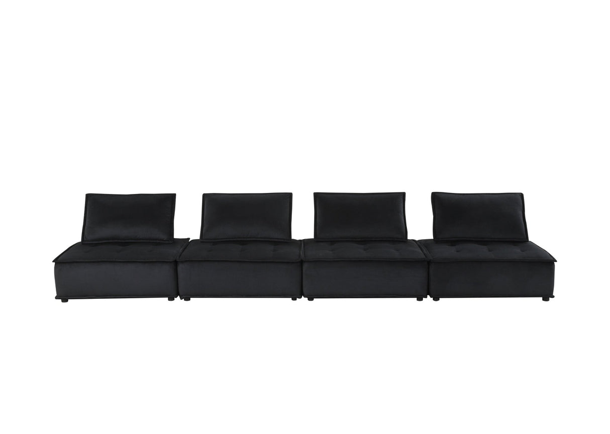 Anna Black Velvet 4 - Seater Modular Sofa - B061S00695 - Home Elegance USA - 2