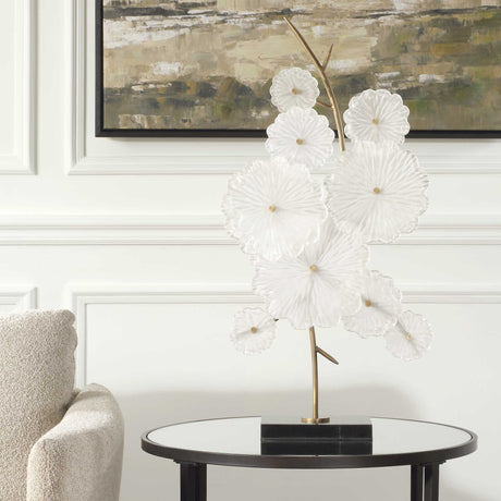 Glass Garden Table Sculpture Gold / White - White / Gold by Uttermost - View 3