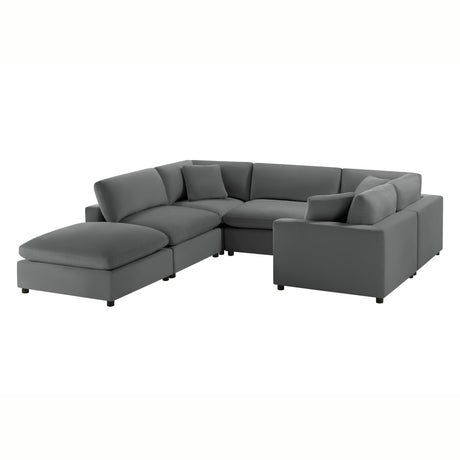 Caylie Modular 6-Piece Sectional in Charcoal with Solid Wood Legs - sold by Home Elegance USA