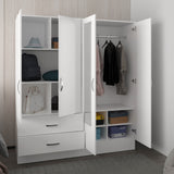 Bolton 160 Armoire, Six Shelves, Two Double Door Cabinets, Two Mirrors, Two Drawers, White - sold by Home Elegance USA