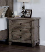 Wire-brushed Finish 1pc Nightstand Warm Gray Color Solid Wood 3-Drawers Bedside Table Transitional Bedroom Furniture