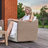 Sunset Outdoor Swivel Lounge Chair Oatmeal / Oyster White - Light Brown / White by Uttermost - View 4