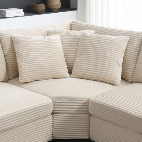106' Convertible L Shaped Sectional Sofa,Corduroy Corner Couch with Armrest Storage,Cup Holders,USB Charger,Irregular Corner,Oversized Comfy Modular Sofa for Living Room,Apartment,2 Colors - sold by Home Elegance USA