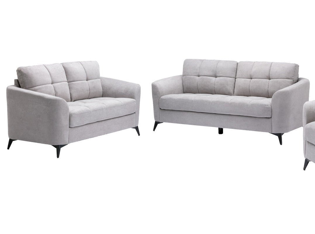 Callie Light Gray Velvet Fabric Sofa Loveseat Living Room Set | Home Elegance USA