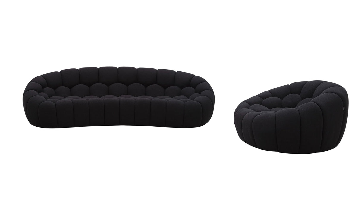 Divani Casa Yolonda - Modern Curved Black Fabric Sofa Set | VIG - Home Elegance USA