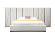 Nixa - Modern Beige Velvet + Brushed Bronze Bed-queen - View Image 1