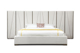 Nixa - Modern Beige Velvet + Brushed Bronze Bed-queen - View Image 1